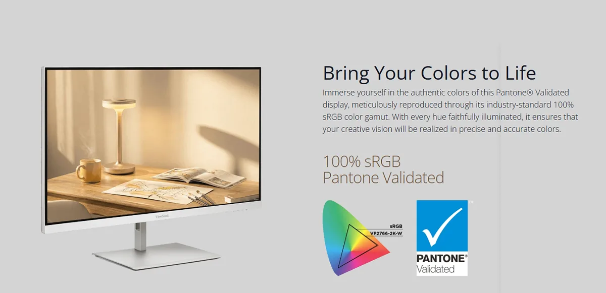 ViewSonic ColorPro VP2766-2K-W 27-inch 120Hz 2K QHD Pantone Validated & Factory Calibrated Monitor with 90W USB-C Price in Bangladesh