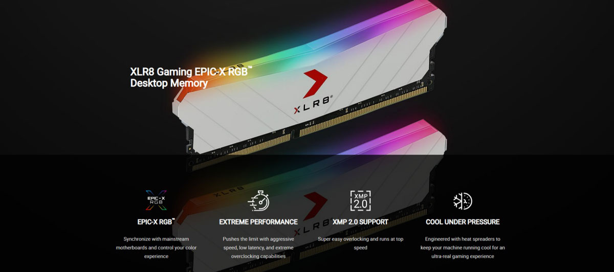 PNY XLR8 Gaming EPIC-X RGB 8GB DDR4 3200MHz Desktop RAM -White Price in Bangladesh