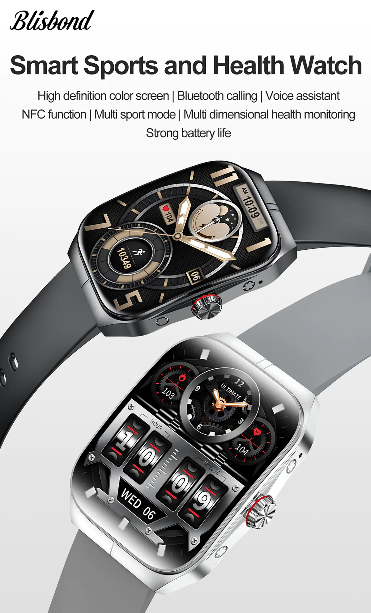 Blisbond Crescent AMOLED Display Bluetooth Calling Smart Watch Price in BD