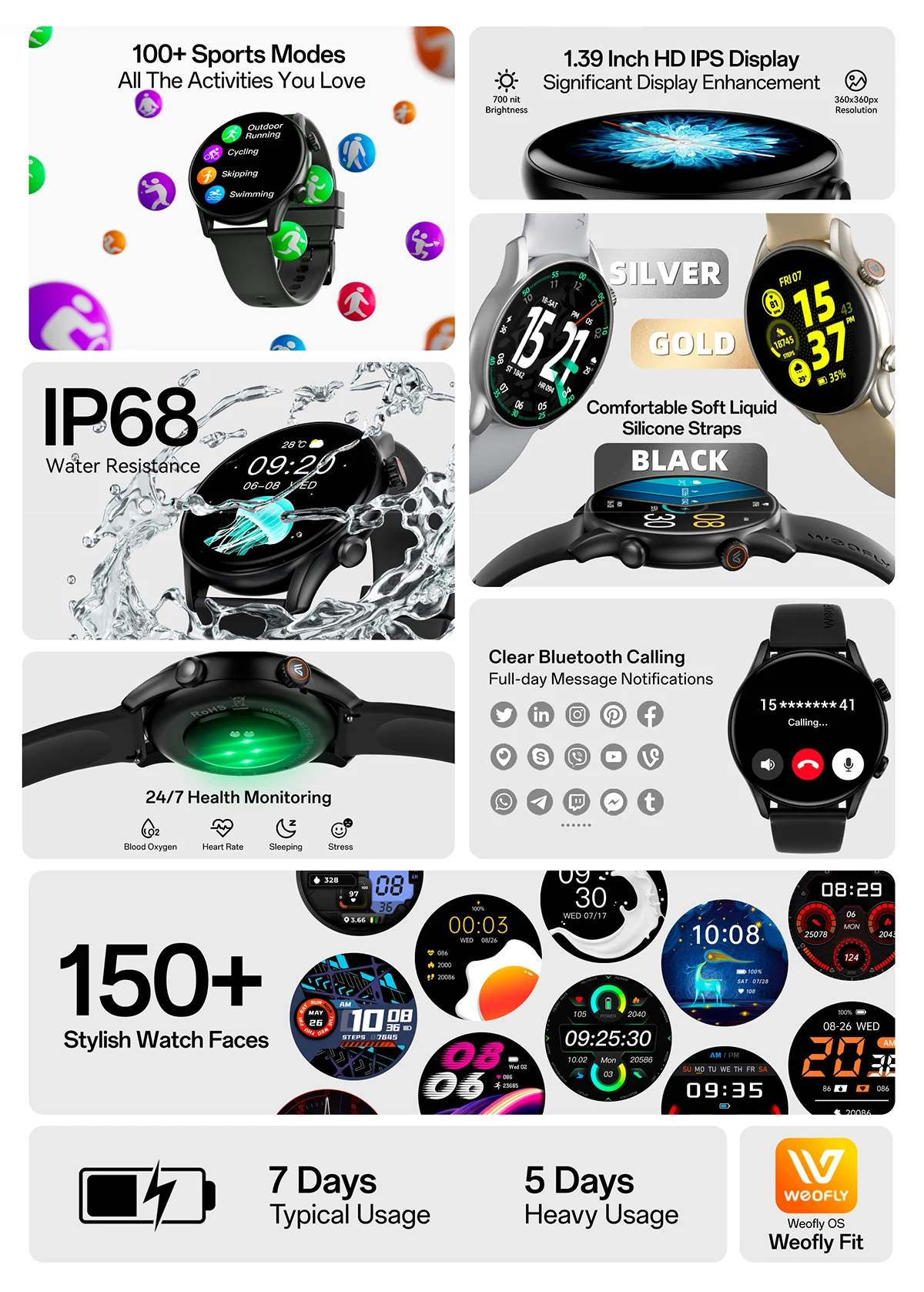 Weofly Spirit 2 HD Display Bluetooth Calling Smartwatch Price in Bangladesh